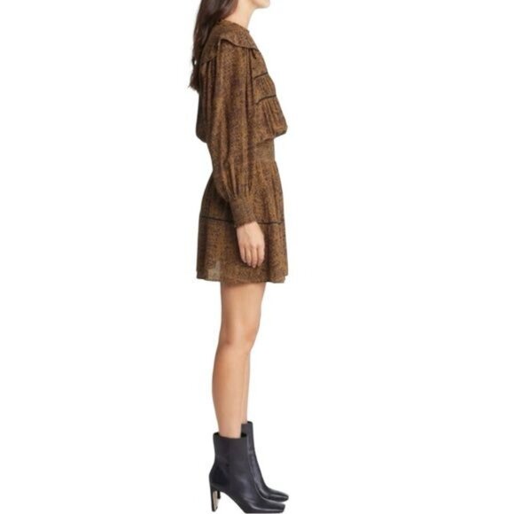 New RAILS Faren Sepia Python Long-Sleeve Mini Dress Size XS - Picture 4 of 12